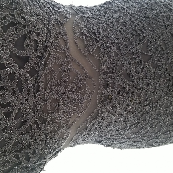 Gorgeous silver thick lace evening gown Jump apparel Size 1/2 - Picture 3 of 7